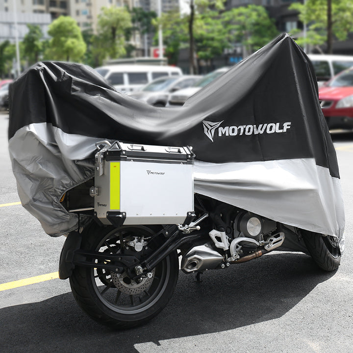 ผ้าคลุมรถกันน้ำ MOTOWOLF MDL-0802B  แบบผ้า 190T สีดำ