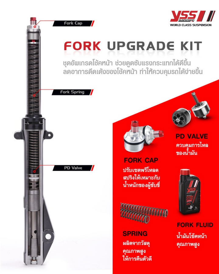 Front shock upgrade kit YSS Fork Upgrade Kit Honda PCX160'21