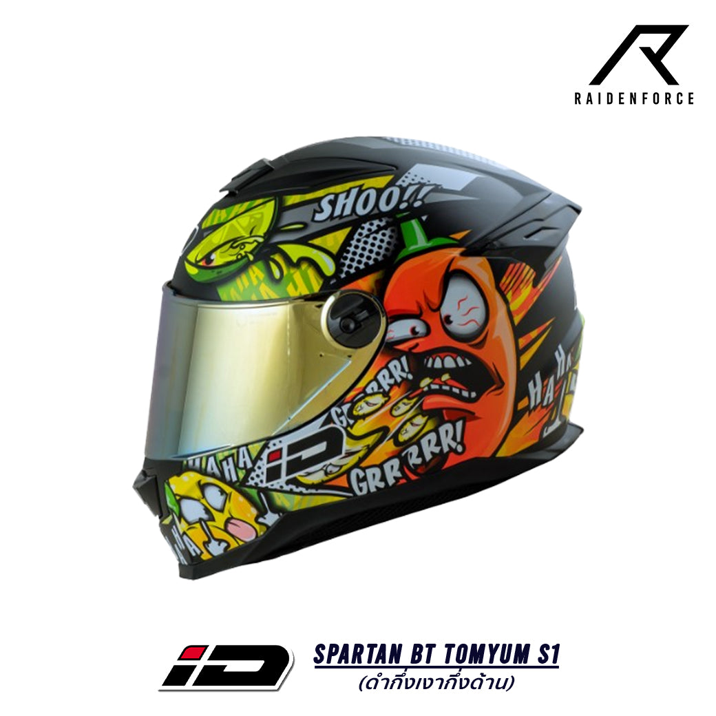 หมวกกันน็อค ID HELMET SPARTAN BT TomYum S1 สีดำกึ่งเงากึ่งด้าน