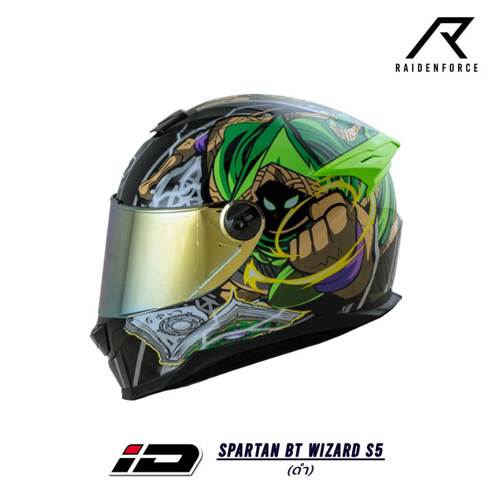 หมวกกันน็อค ID HELMET SPARTAN BT Wizard S5 สี ดำ