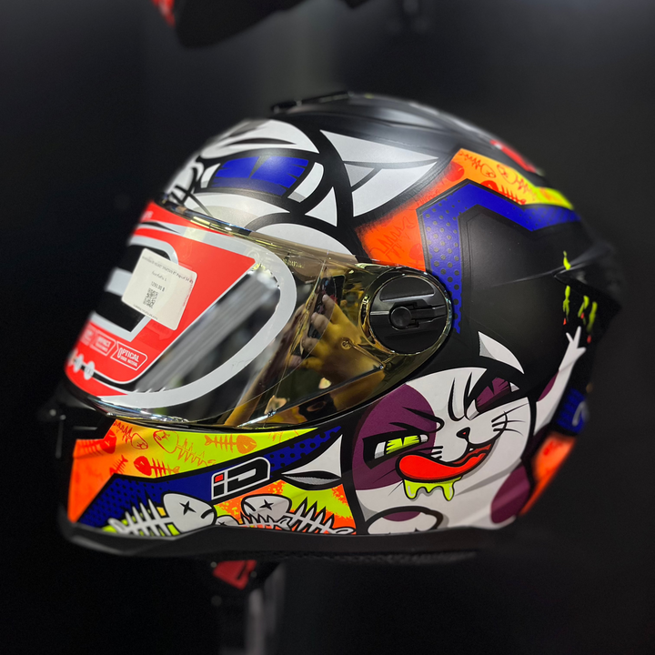 หมวกกันน็อค ID HELMET SPARTAN BT Popcat S4 ดำกึ่งเงากึ่งด้าน