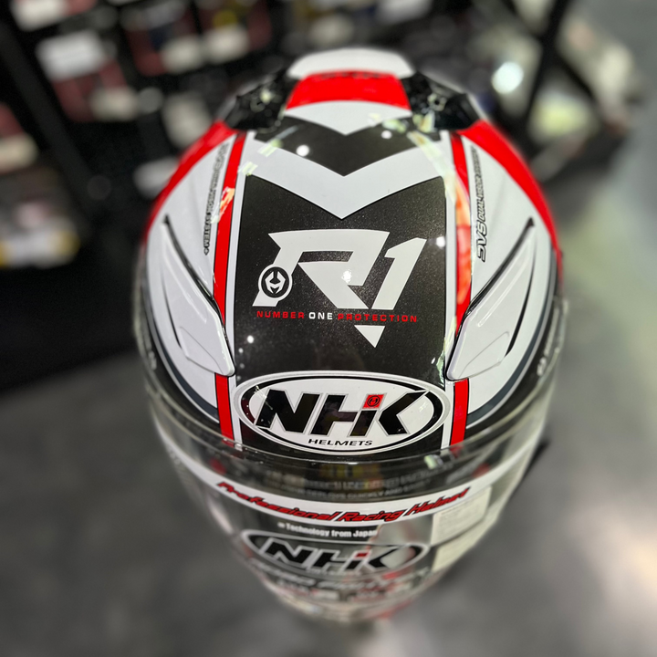 หมวกกันน็อค NHK R12Visor-Napoleon ขาว/แดง