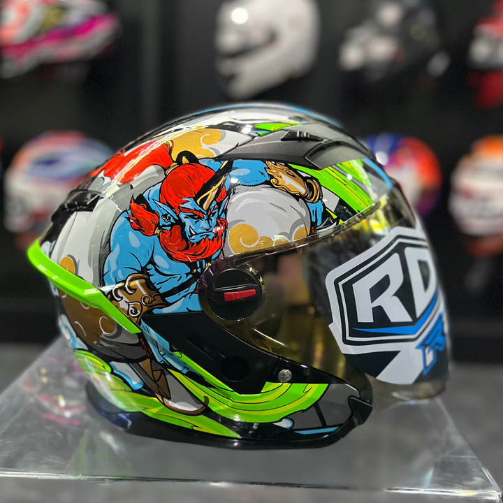 หมวกกันน็อค RANDOM HELMET Air Force -FujinRaijin ดำเงา