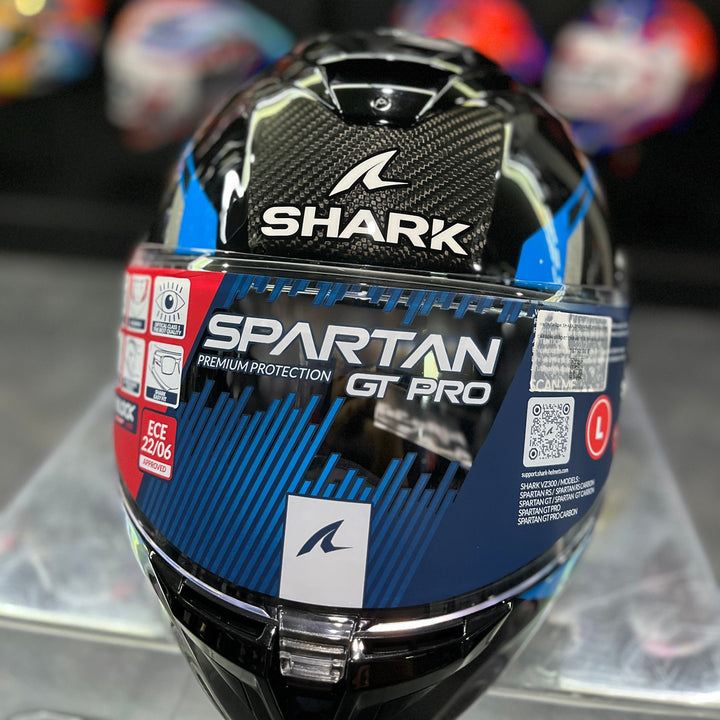 หมวกกันน็อค SHARK SPARTAN GT PRO KULTRAM CARBON EXPORT DKB HE1310 สีคาร์บอน/น้ำเงิน