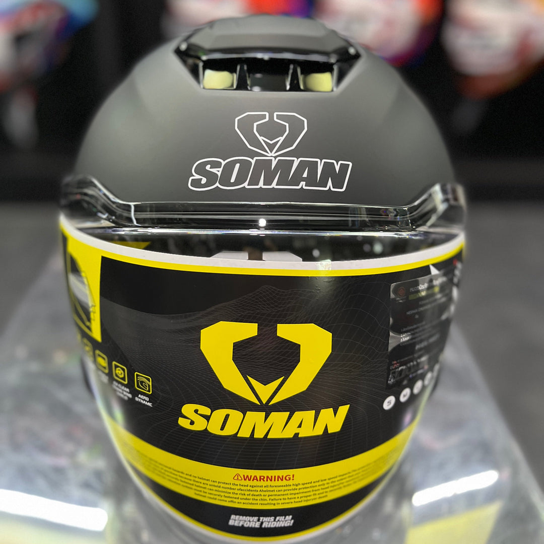 หมวกกันน็อค SOMAN - SM527 สีดำด้าน