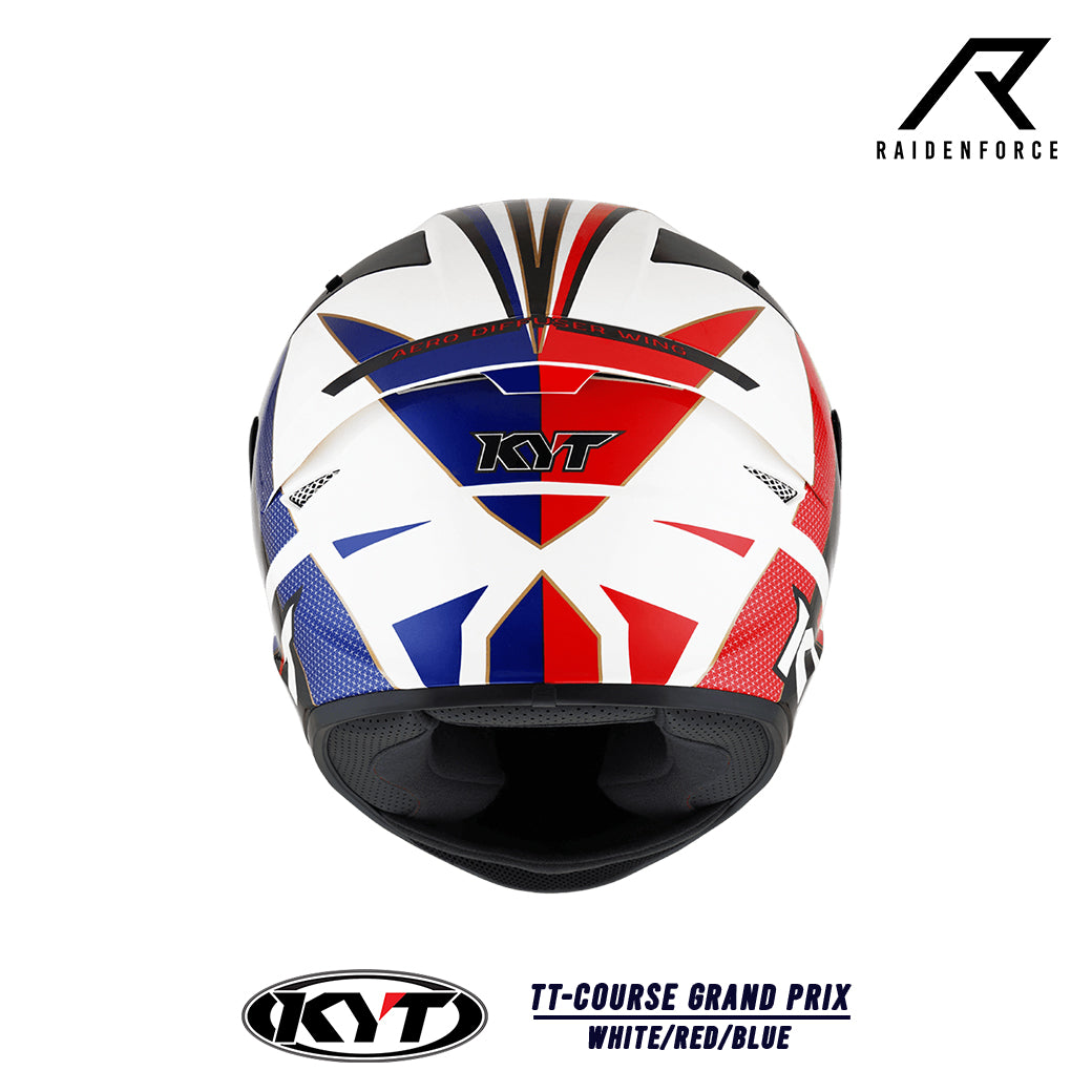 หมวกกันน็อคเต็มใบ KYT TT-Course Grand Prix White/Red/Blue