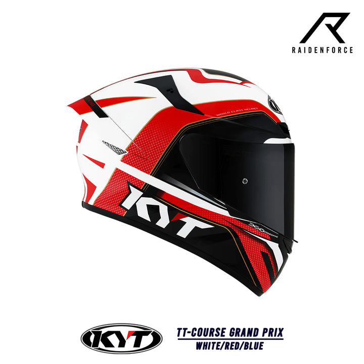 หมวกกันน็อคเต็มใบ KYT TT-Course Grand Prix White/Red/Blue