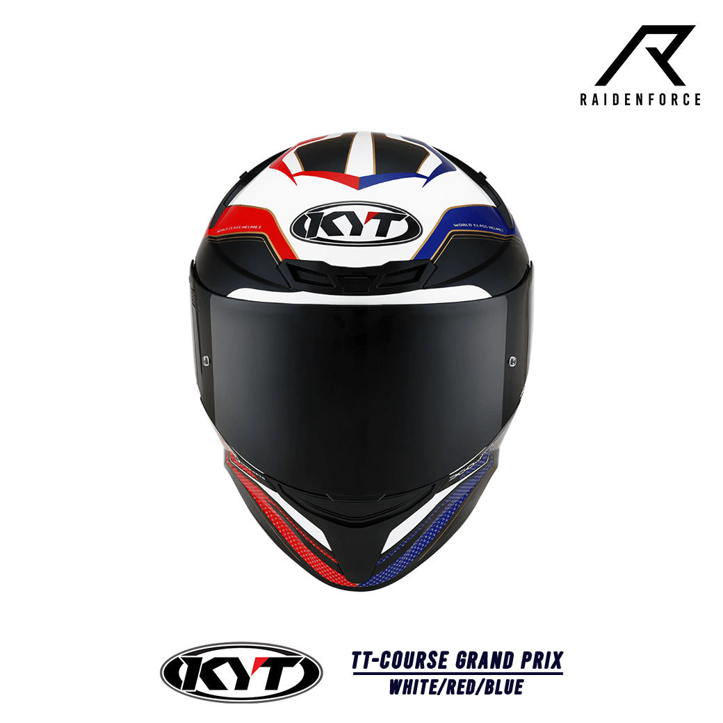 หมวกกันน็อคเต็มใบ KYT TT-Course Grand Prix White/Red/Blue