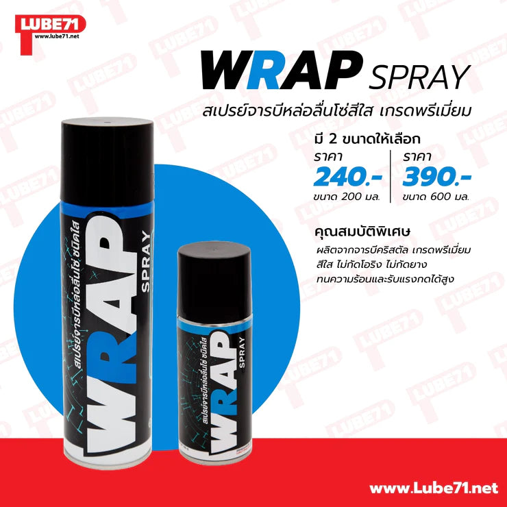 สเปรย์ Lube71 WRAP mini  จารบีหล่อลื่นโซ่ สีใส 200 ml.