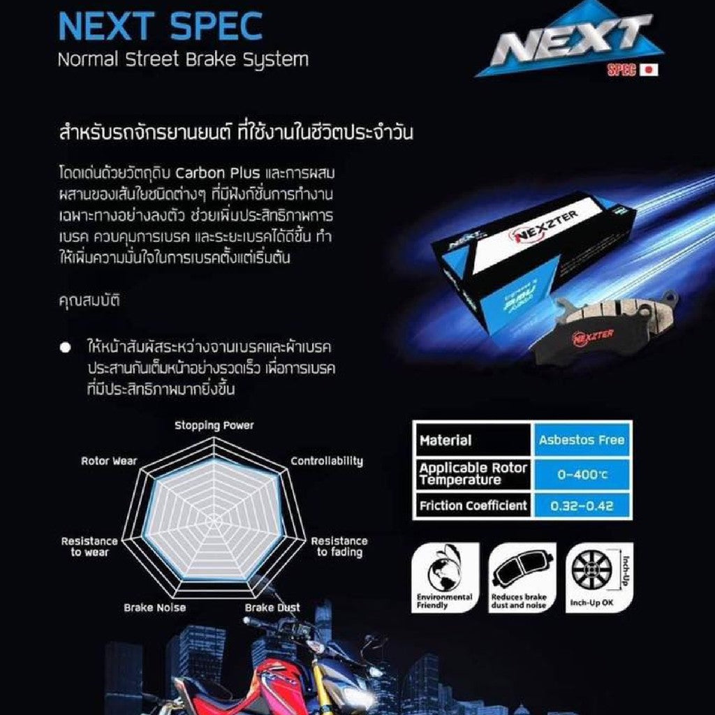 ผ้าเบรค NEXZTER รุ่น NEXT 212AA wave110