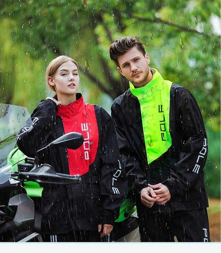 ชุดกันฝน ยี่ห้อ POLE สีเขียว Rain Jacket Pole ชุดคลุมกันฝนสำหรับขี่มอเตอร์ไซค์