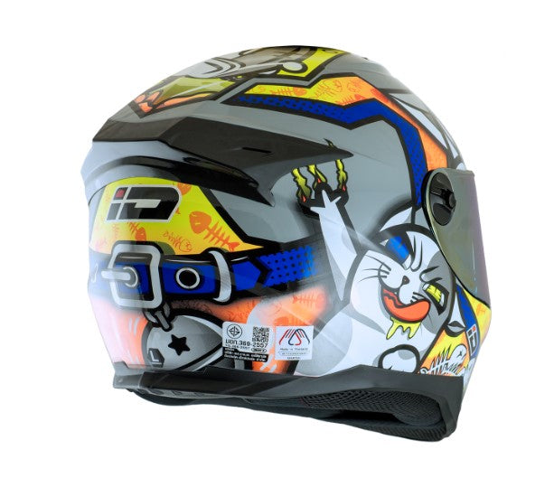 หมวกกันน็อค ID HELMET SPARTAN BT Popcat S4 สี เทา