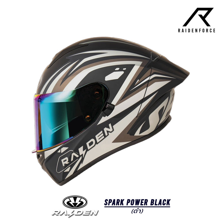 หมวกกันน็อค RAIDEN  SPARK  POWER BLACK