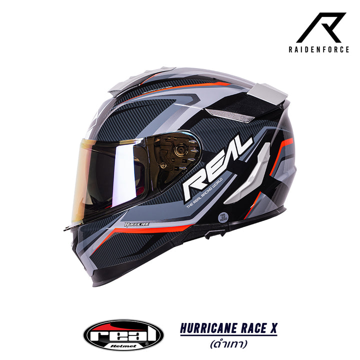 หมวกกันน็อค Real Helmet HURRICANE RACE X สีดำเทา