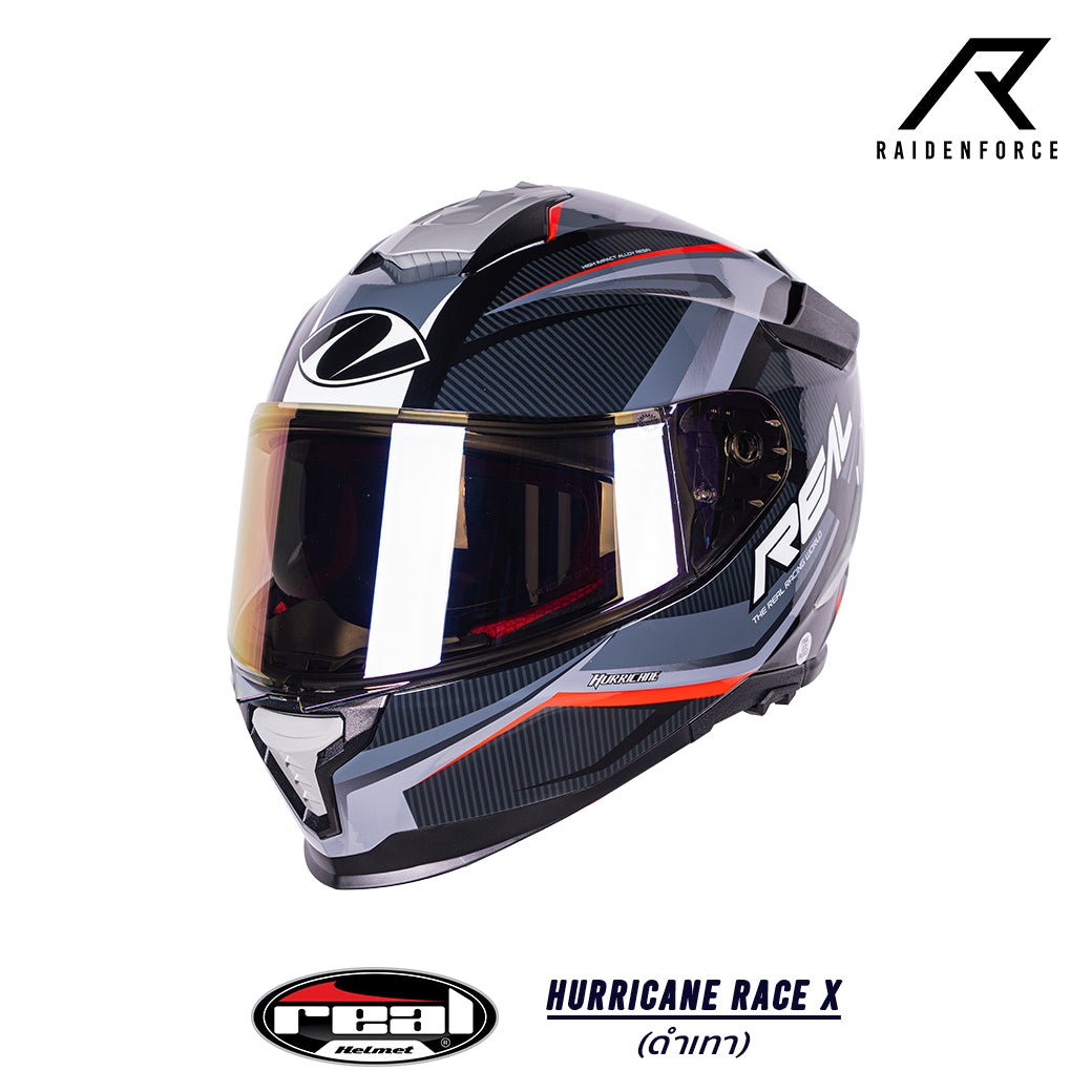 หมวกกันน็อค Real Helmet HURRICANE RACE X สีดำเทา