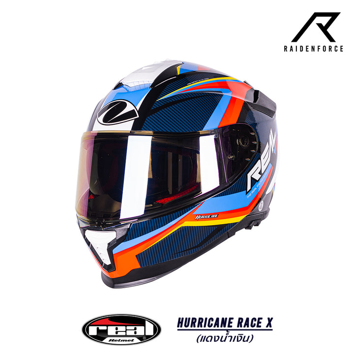 หมวกกันน็อค Real Helmet HURRICANE RACE X สีแดงน้ำเงิน