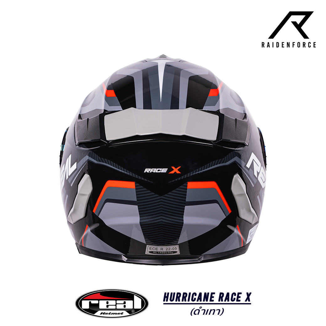 หมวกกันน็อค Real Helmet HURRICANE RACE X สีดำเทา