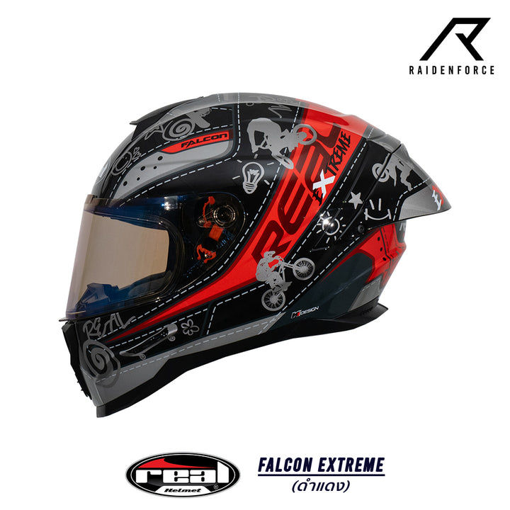 หมวกกันน็อค REAL Helmet Falcon  Extreme ดำแดง