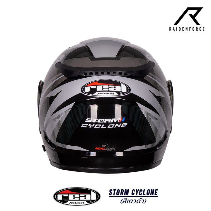 หมวกกันน็อค REAL Helmet STORM Cyclone  เทา ดำ