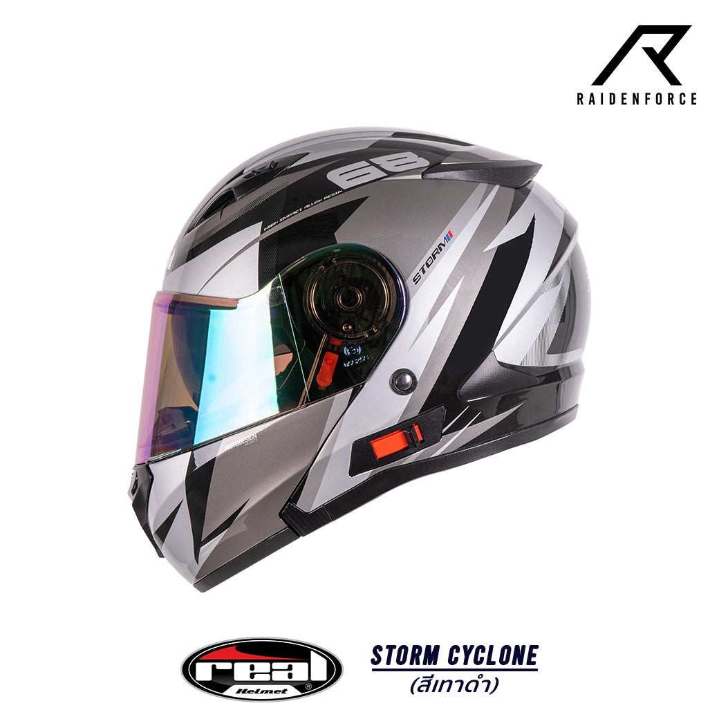 หมวกกันน็อค REAL Helmet STORM Cyclone  เทา ดำ