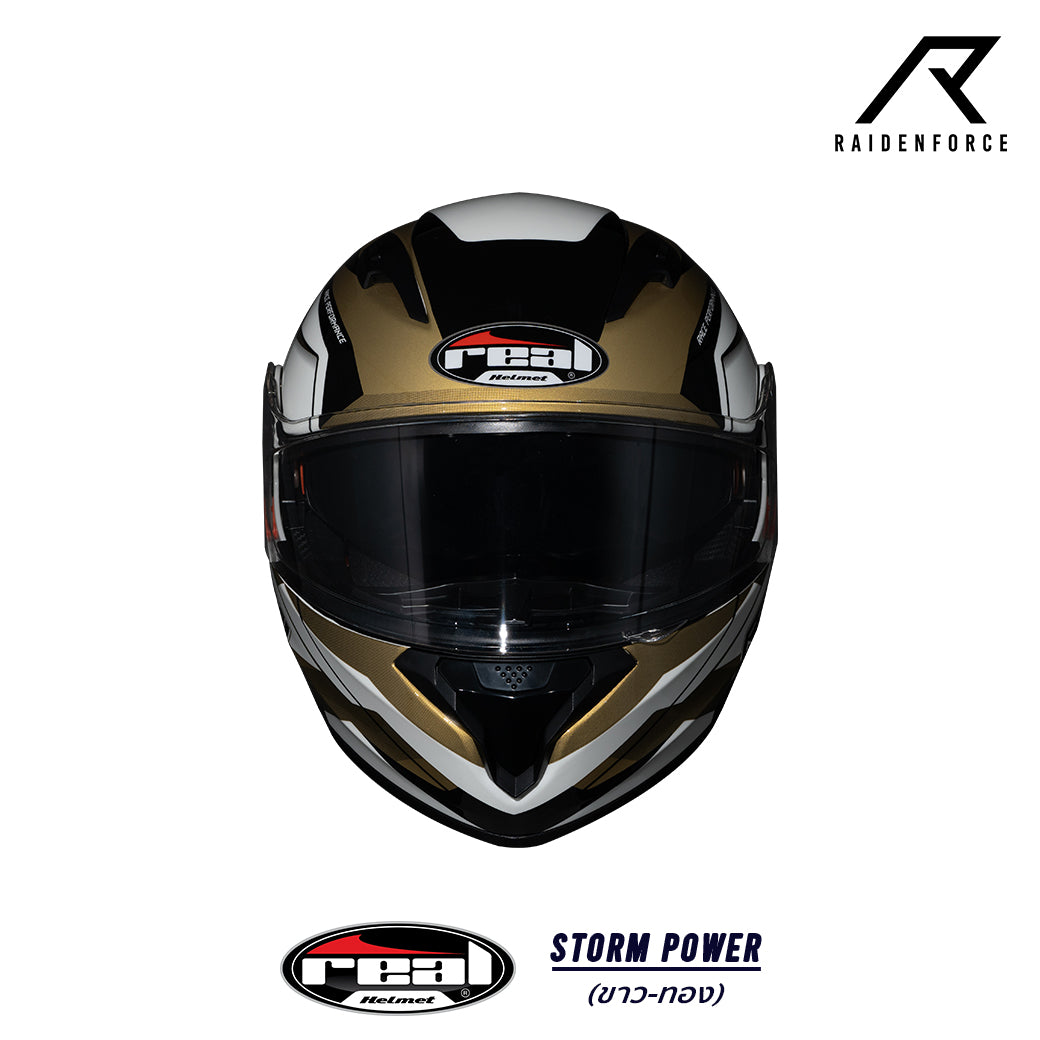 หมวกกันน็อค REAL Helmet STORM Power ขาวทอง