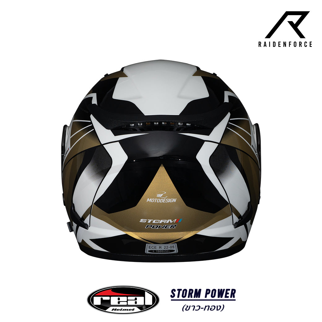 หมวกกันน็อค REAL Helmet STORM Power ขาวทอง