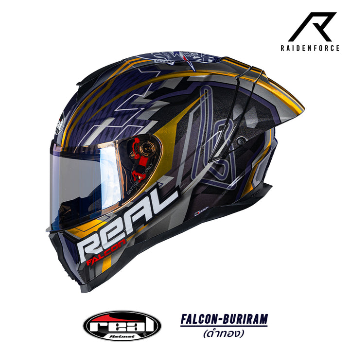 หมวกกันน็อค REAL Helmet Falcon Buriram - สีดำทอง