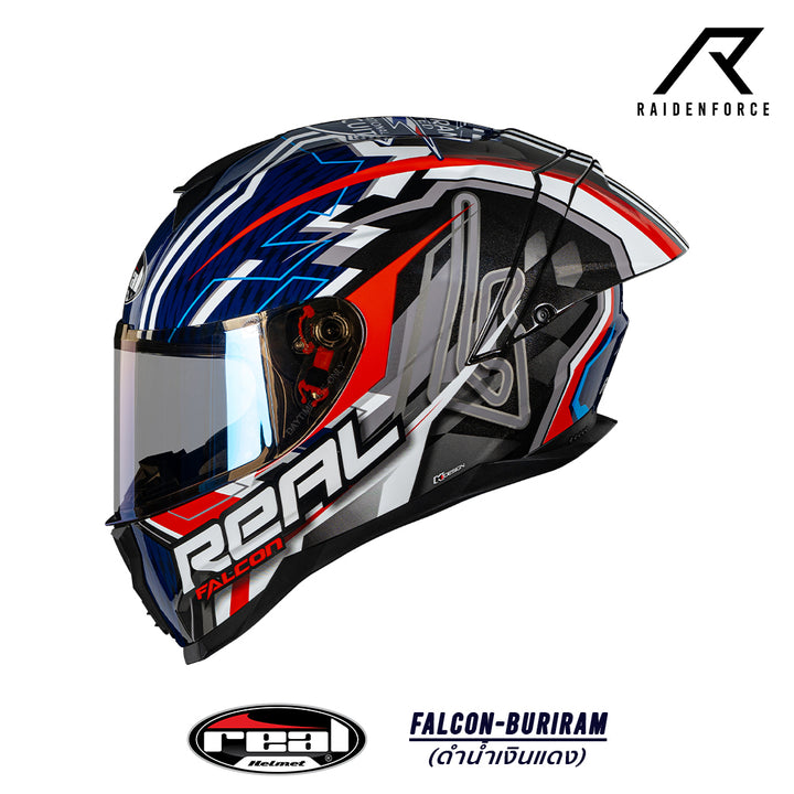 หมวกกันน็อค REAL Helmet Falcon Buriram - สีดำน้ำเงินแดง