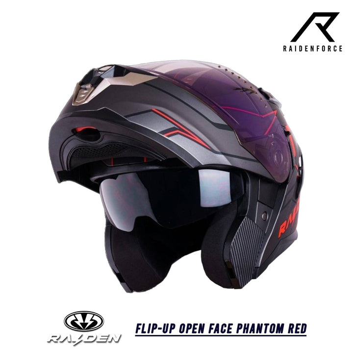 หมวกกันน็อค Raiden Flip-up open face Phantom Red