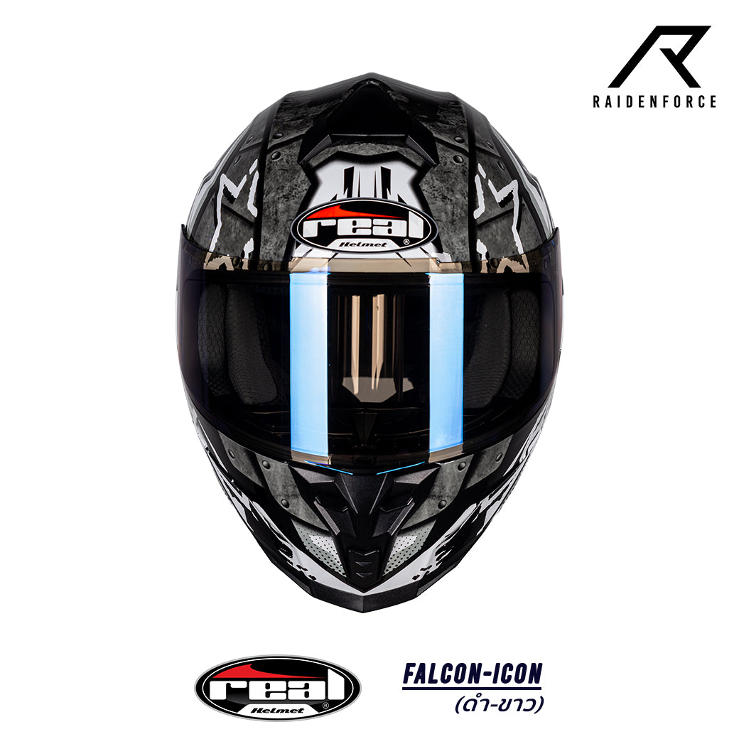 หมวกกันน็อค Real Helmet Falcon-Icon ดำ/ขาว