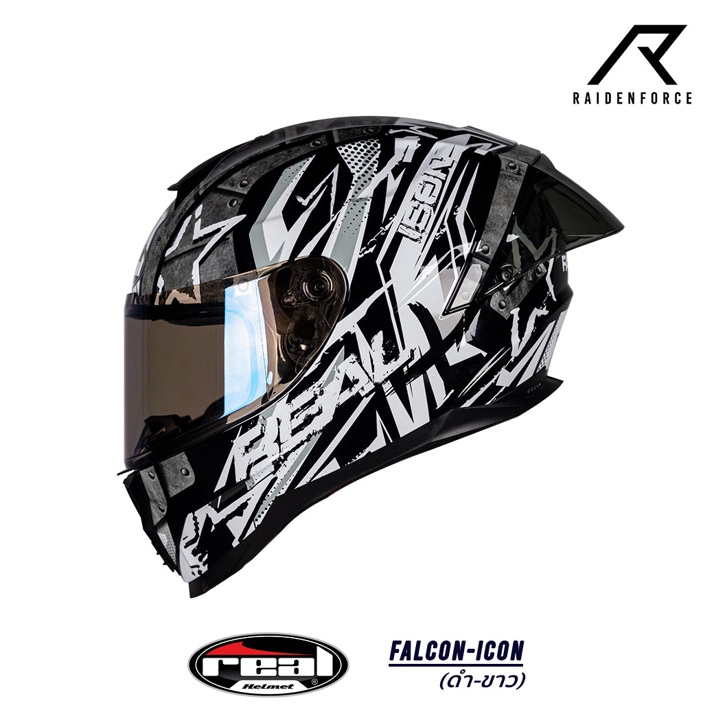 หมวกกันน็อค Real Helmet Falcon-Icon ดำ/ขาว