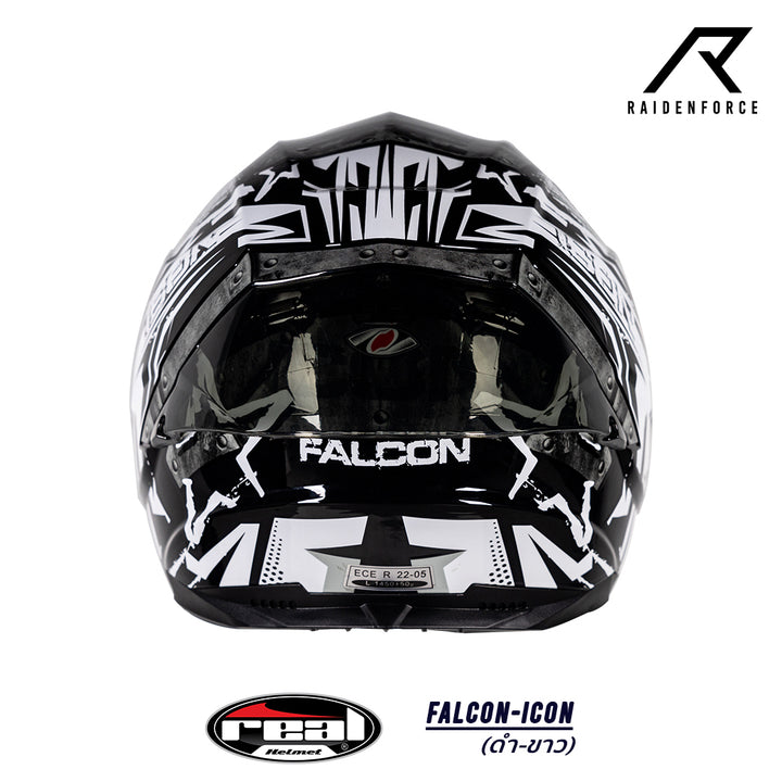 หมวกกันน็อค Real Helmet Falcon-Icon ดำ/ขาว