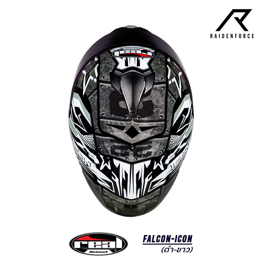 หมวกกันน็อค Real Helmet Falcon-Icon ดำ/ขาว