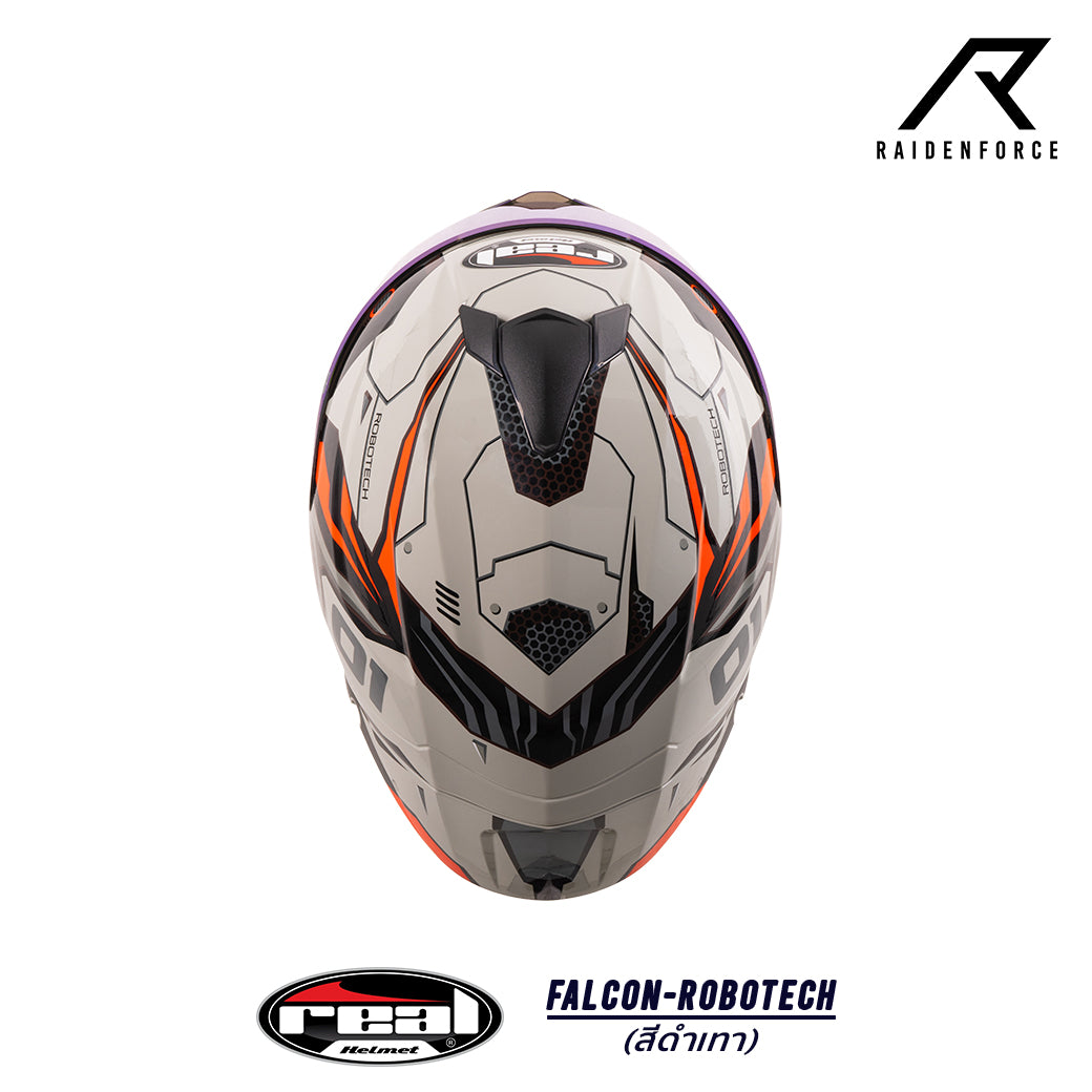 หมวกกันน็อค Real Helmet Falcon-Robotech ดำ/เทา