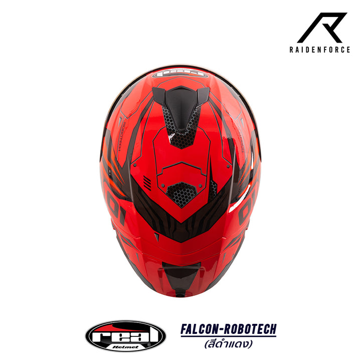 หมวกกันน็อค Real Helmet Falcon-Robotech ดำ/แดง