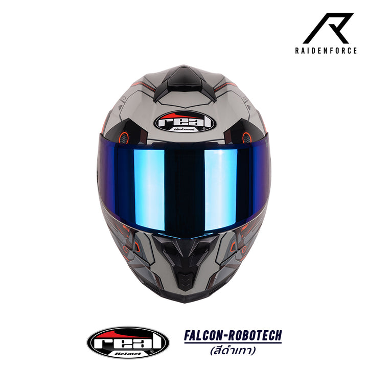 หมวกกันน็อค Real Helmet Falcon-Robotech ดำ/เทา