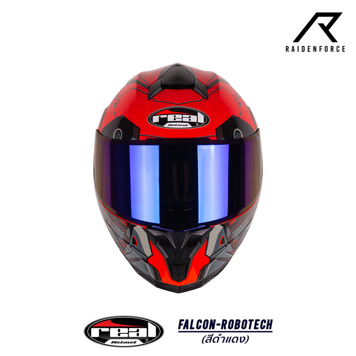 หมวกกันน็อค Real Helmet Falcon-Robotech ดำ/แดง