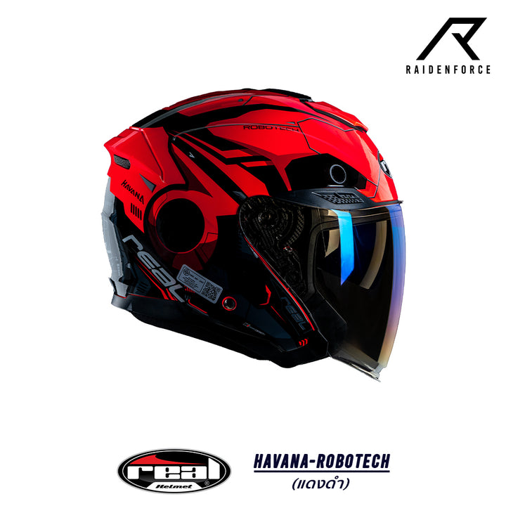 หมวกกันน็อค Real Helmet Havana Robotech สีแดงดำ