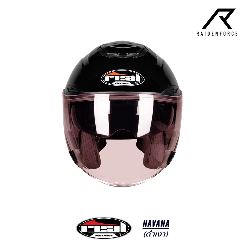 หมวกกันน็อค Real Helmet Havana สีดำเงา