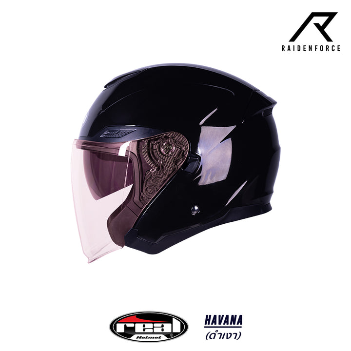 หมวกกันน็อค Real Helmet Havana สีดำเงา