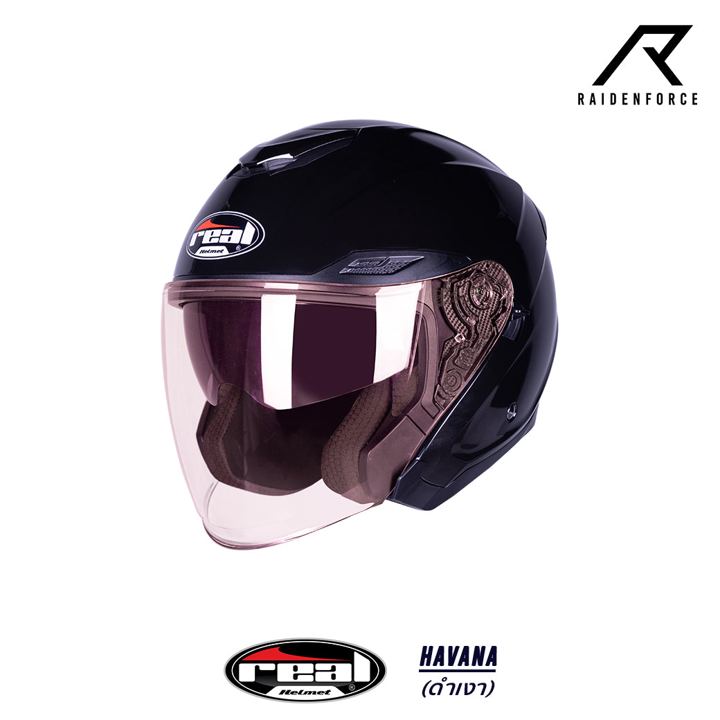 หมวกกันน็อค Real Helmet Havana สีดำเงา