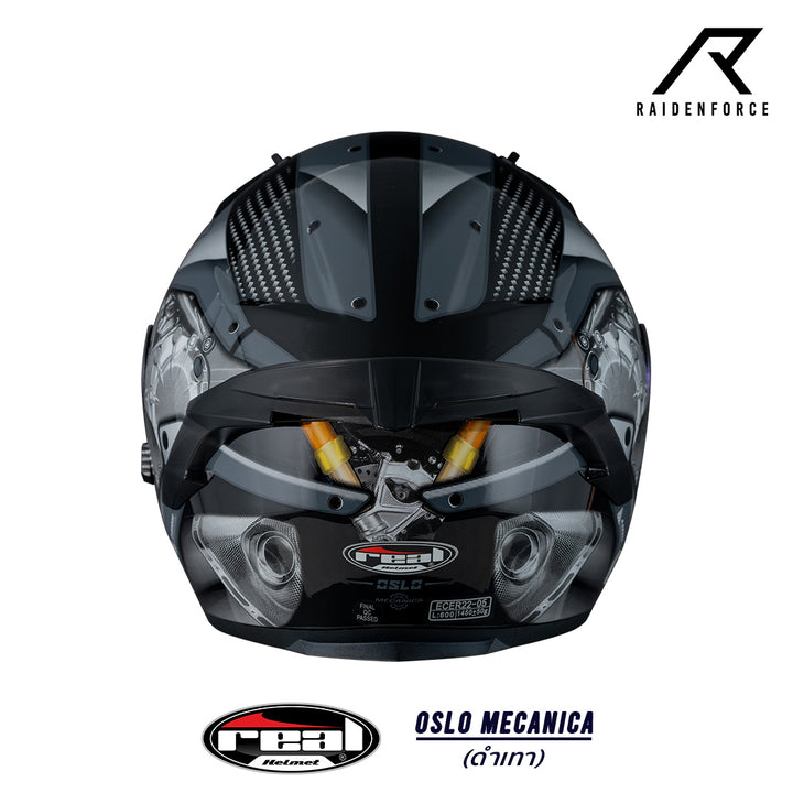 หมวกกันน็อค Real Helmet Oslo Mecanica สีดำเทา