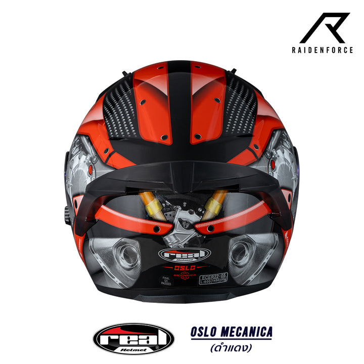 หมวกกันน็อค Real Helmet Oslo Mecanica สีดำแดง