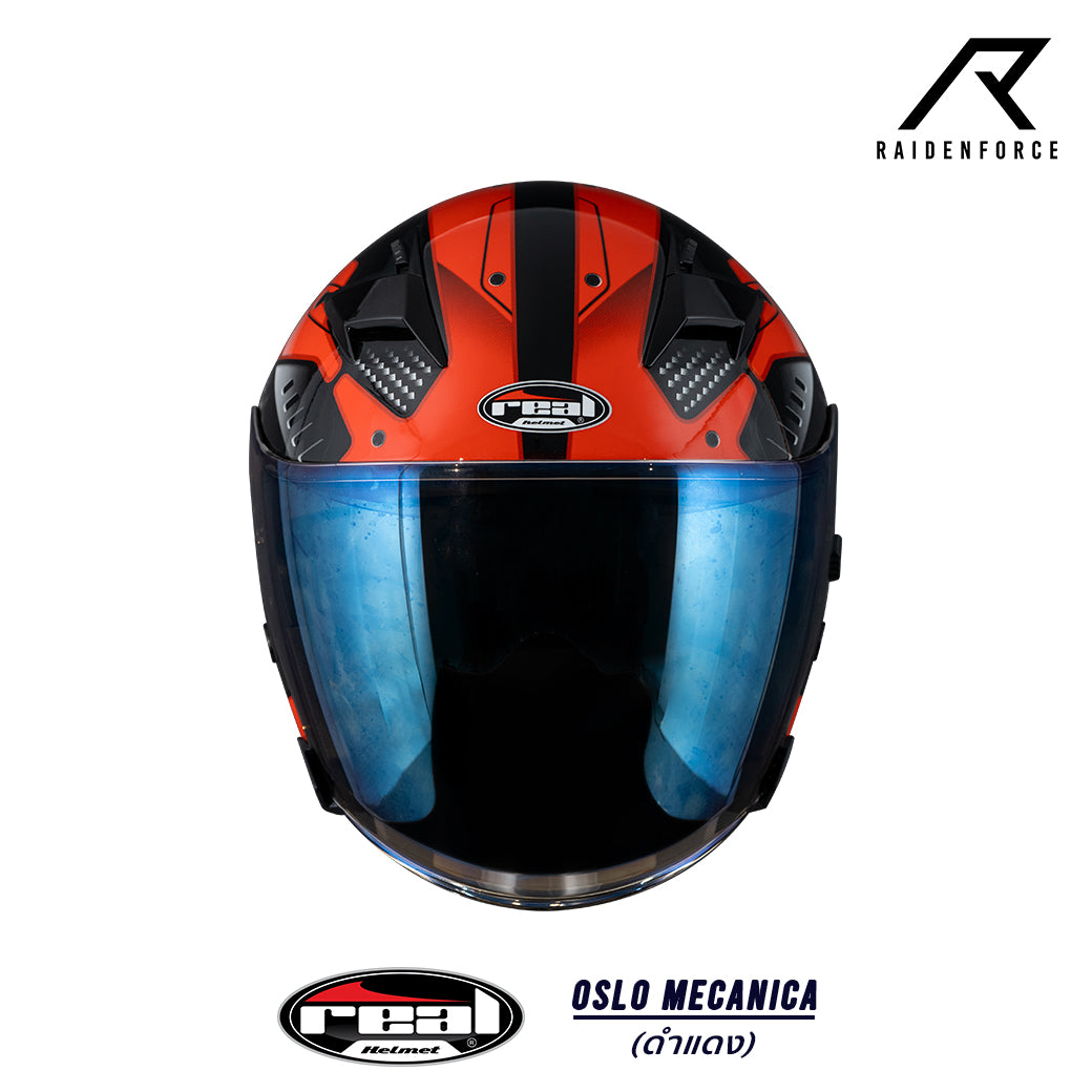 หมวกกันน็อค Real Helmet Oslo Mecanica สีดำแดง