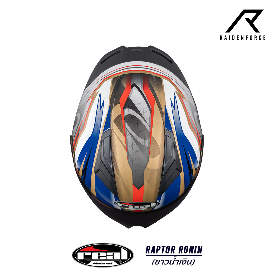 หมวกกันน็อค Real Helmet Raptor Ronin สีขาวน้ำเงิน