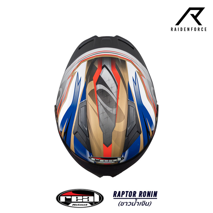 หมวกกันน็อค Real Helmet Raptor Ronin สีขาวน้ำเงิน