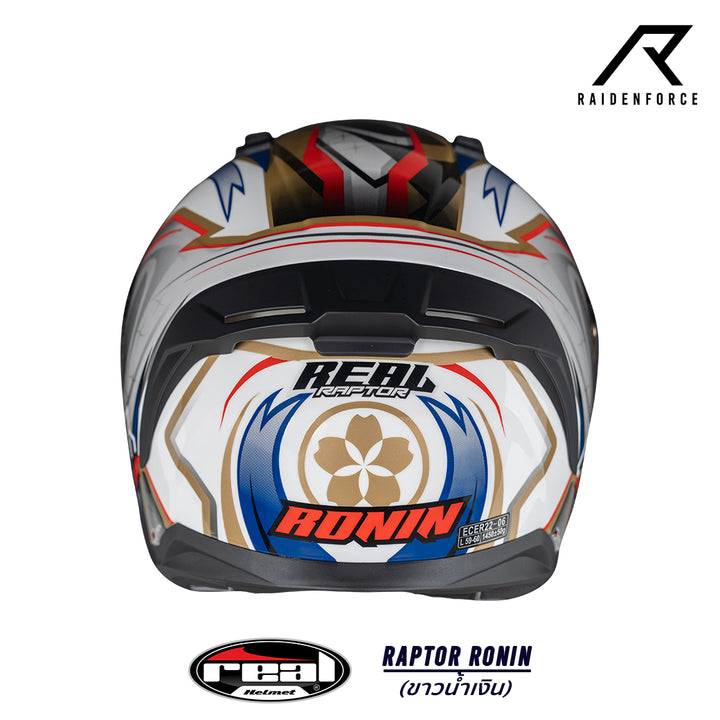 หมวกกันน็อค Real Helmet Raptor Ronin สีขาวน้ำเงิน