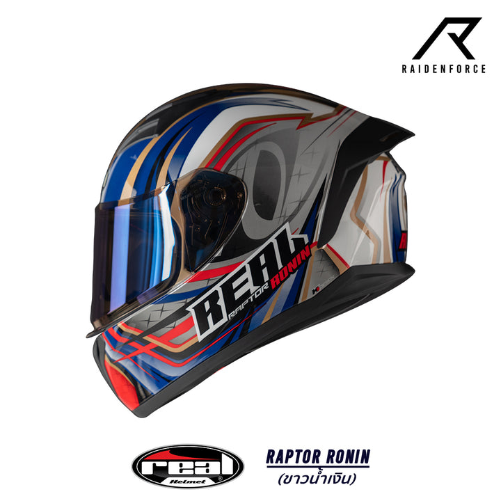 หมวกกันน็อค Real Helmet Raptor Ronin สีขาวน้ำเงิน