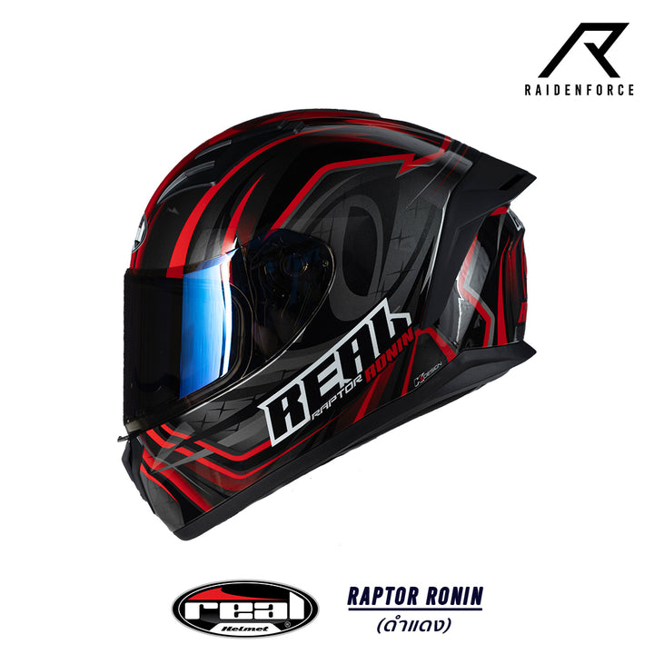 หมวกกันน็อค Real Helmet Raptor Ronin สีดำแดง