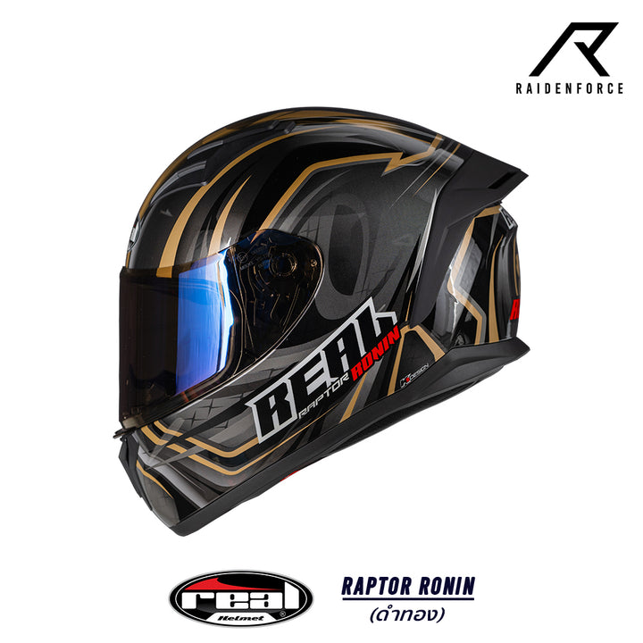 หมวกกันน็อค Real Helmet Raptor Ronin สีดำทอง